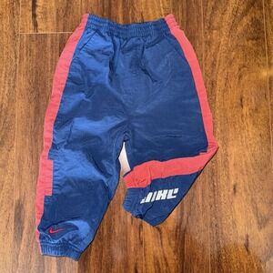 Vintage Nike Toddler Track Pants 18M Blue Red Windbreaker Joggers Retro Y2K